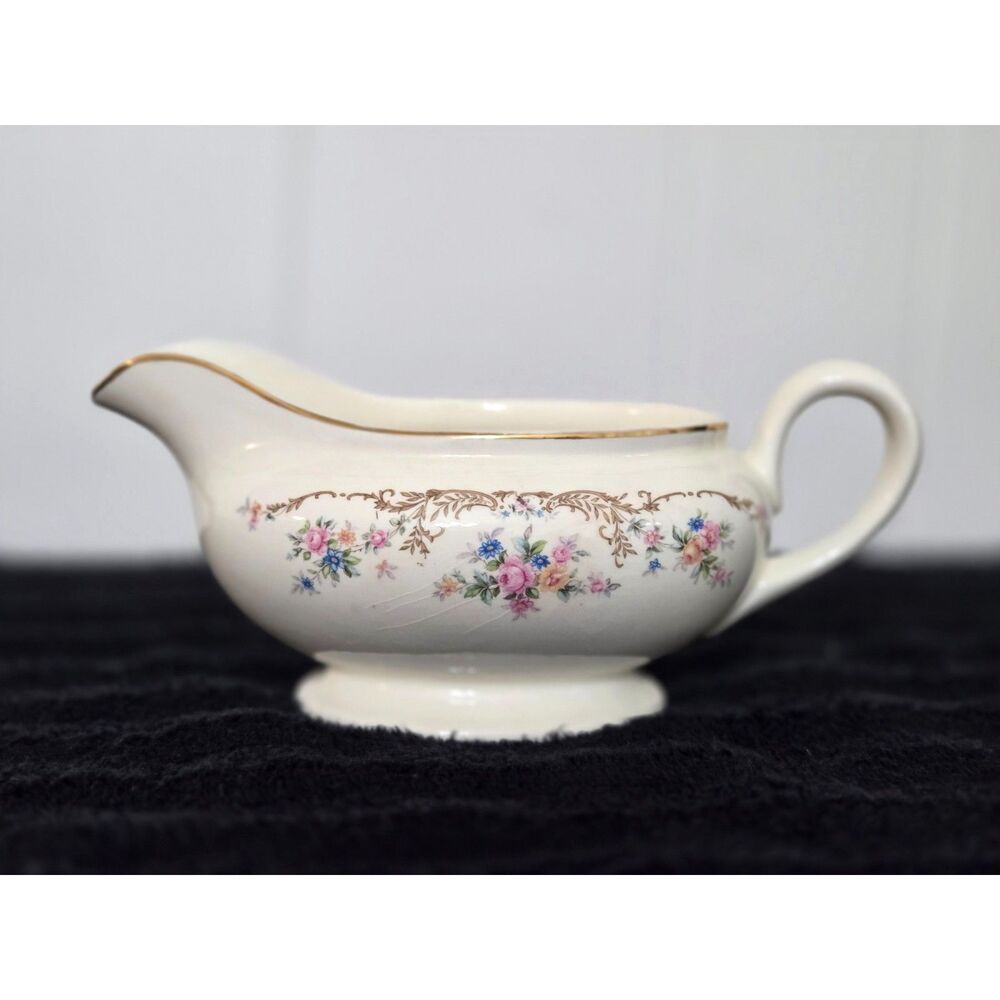 Vintage Russell Wright Steubenville Floral Print Gravy Boat Preowned